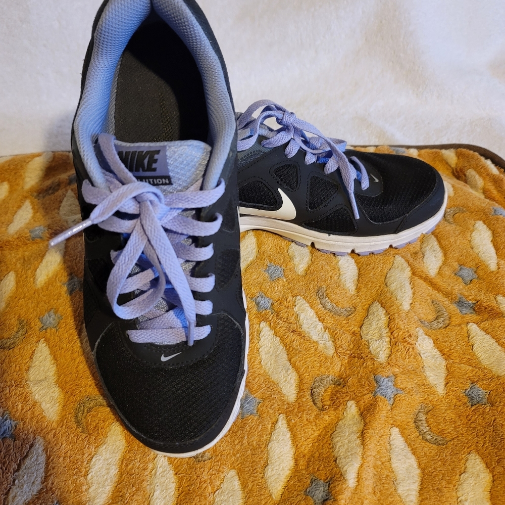 Nike Women's Revolution Black Purple Running Shoes Lace Up .